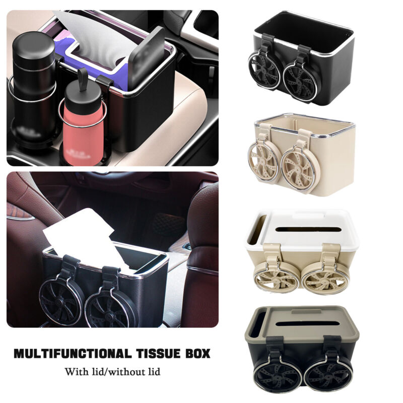 Hanging Car Armrest Box Cup Holder Car Multifunctional Tissue Box Storage Box