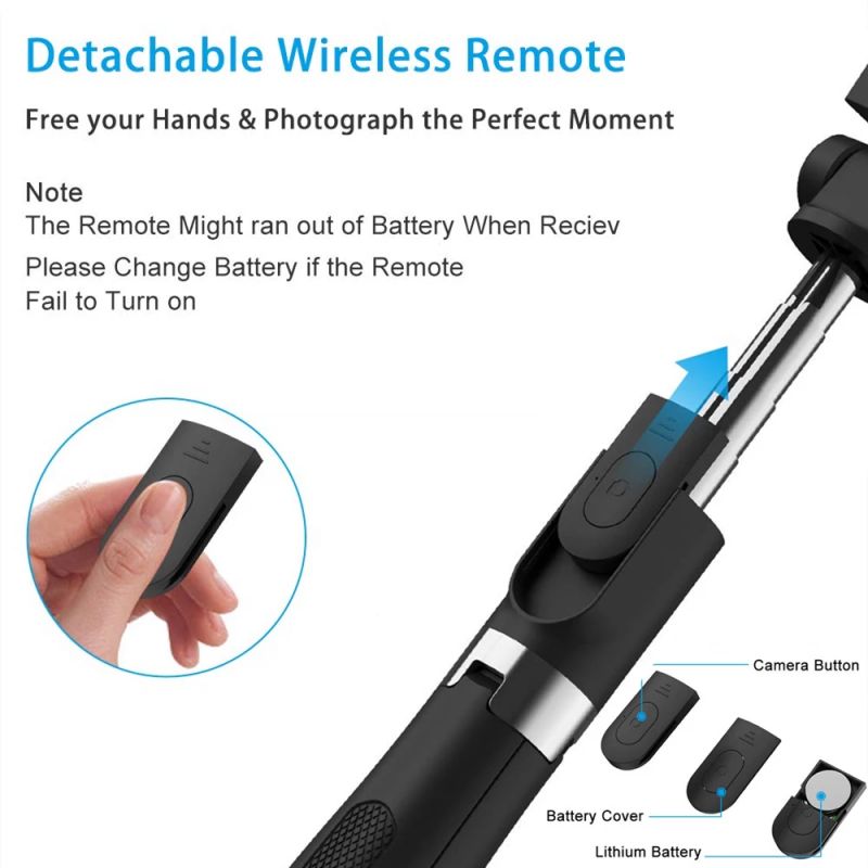 Bluetooth-compatible Selfie Stick Tripod For Phone Monopod Wireless Foldable Handheld Shutter Remote Control Extendable Mini