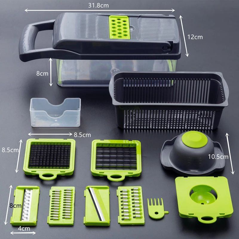 Multifunctional Vegetable Cutter Fruit Slicer Grater Shredders Drain Basket Slicers 8 In 1 Gadgets Kitchen Accessories