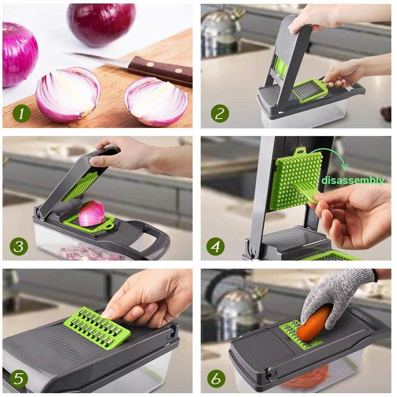 Multifunctional Vegetable Cutter Fruit Slicer Grater Shredders Drain Basket Slicers 8 In 1 Gadgets Kitchen Accessories