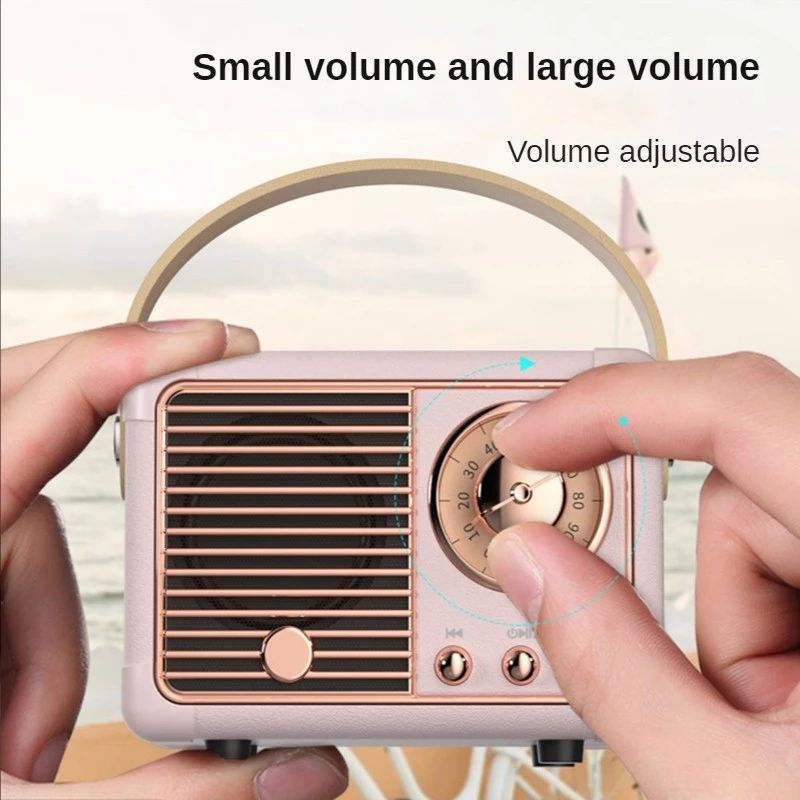 Retro Hifi Stereo Bluetooth V5.0 Speaker Portable Wireless Vintage Speaker Plastic 3W Full-range 50hz-20khz Music Player