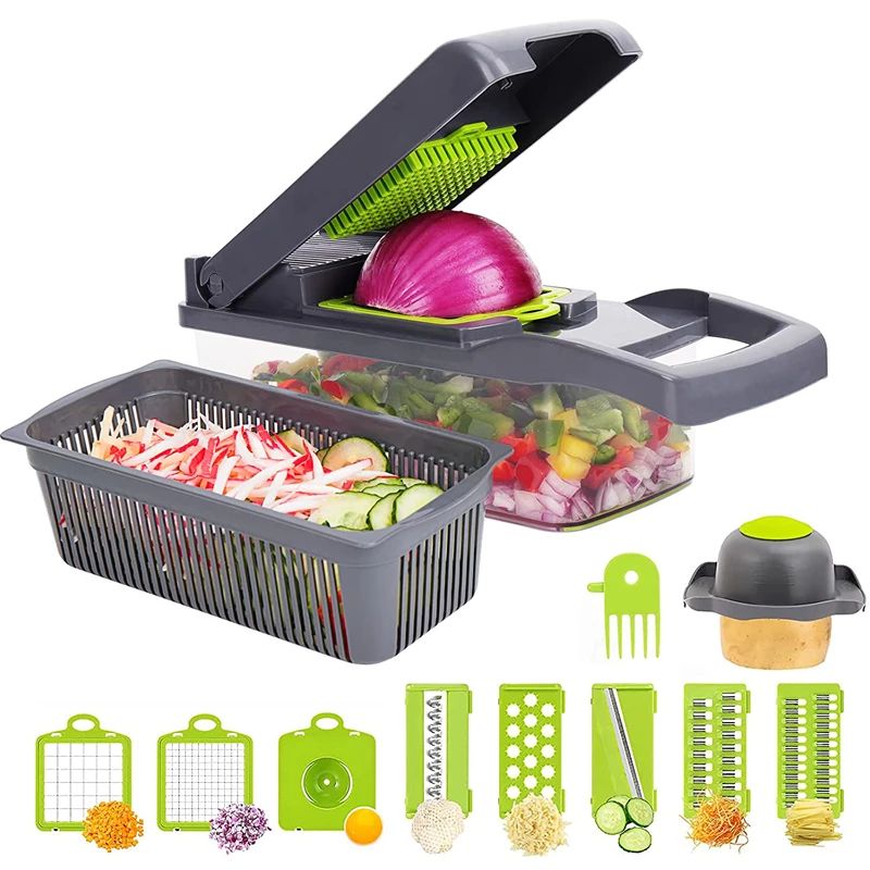 Multifunctional Vegetable Cutter Fruit Slicer Grater Shredders Drain Basket Slicers 8 In 1 Gadgets Kitchen Accessories