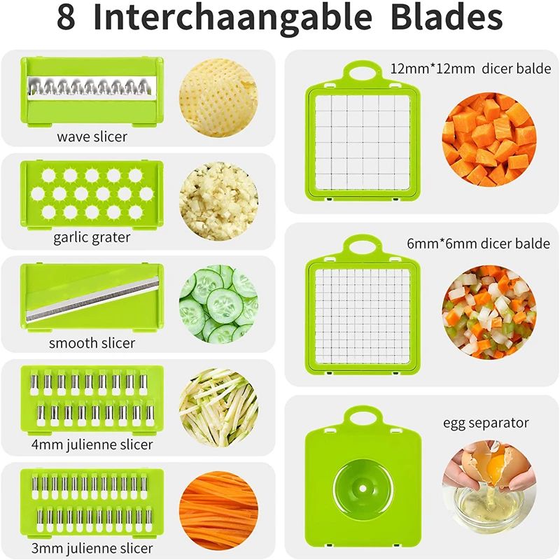 Multifunctional Vegetable Cutter Fruit Slicer Grater Shredders Drain Basket Slicers 8 In 1 Gadgets Kitchen Accessories