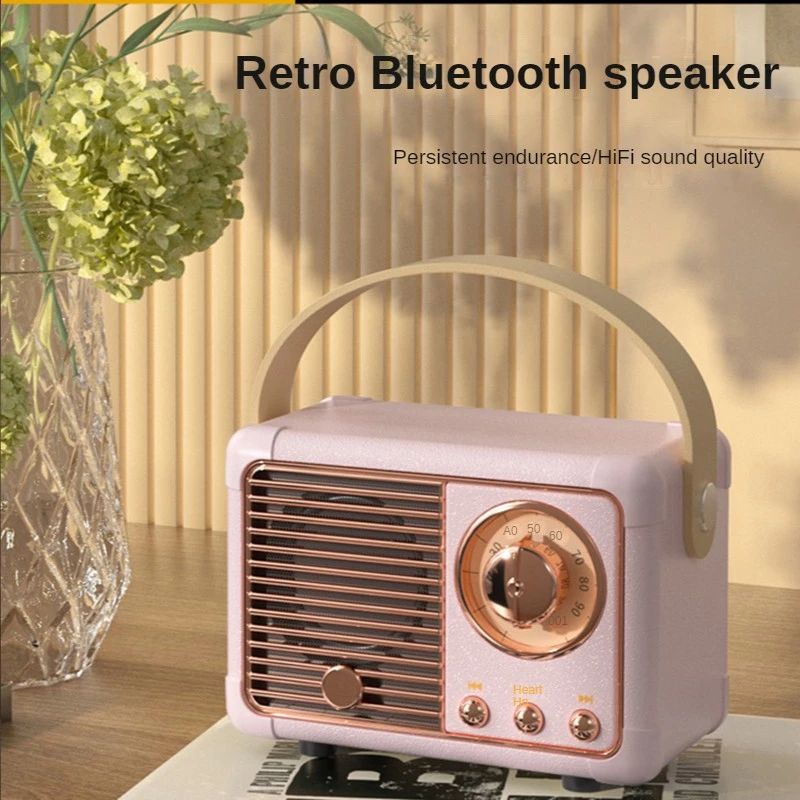 Retro Hifi Stereo Bluetooth V5.0 Speaker Portable Wireless Vintage Speaker Plastic 3W Full-range 50hz-20khz Music Player