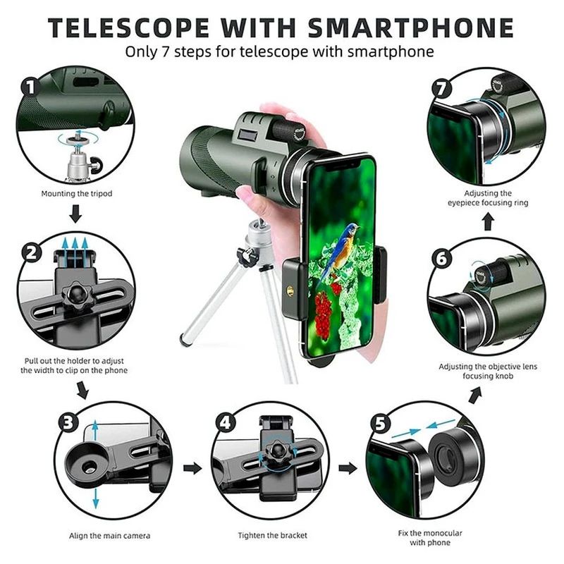 Monocular telescope high power HD cell phone photography outdoor monoculars telescope HD Professional Monocular Powerful Binocu Outdoor camping