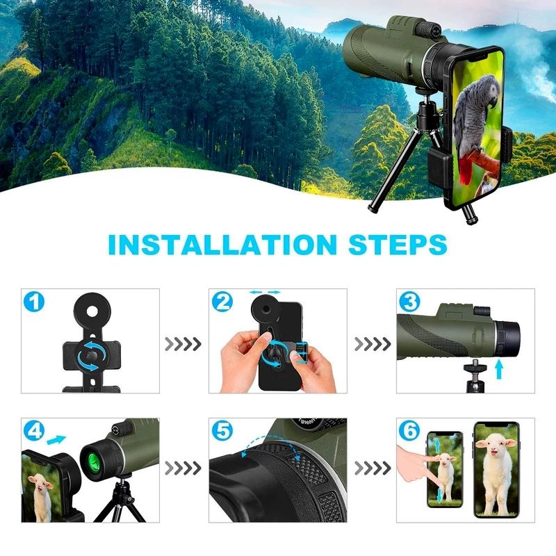 Monocular telescope high power HD cell phone photography outdoor monoculars telescope HD Professional Monocular Powerful Binocu Outdoor camping