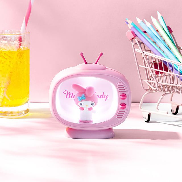 Kawaii Sanrio Accessories Kitty My Melody Cinnamoroll Cute Mini TV Model Bedroom Desktop Night Light Small Gifts For Girls Toys