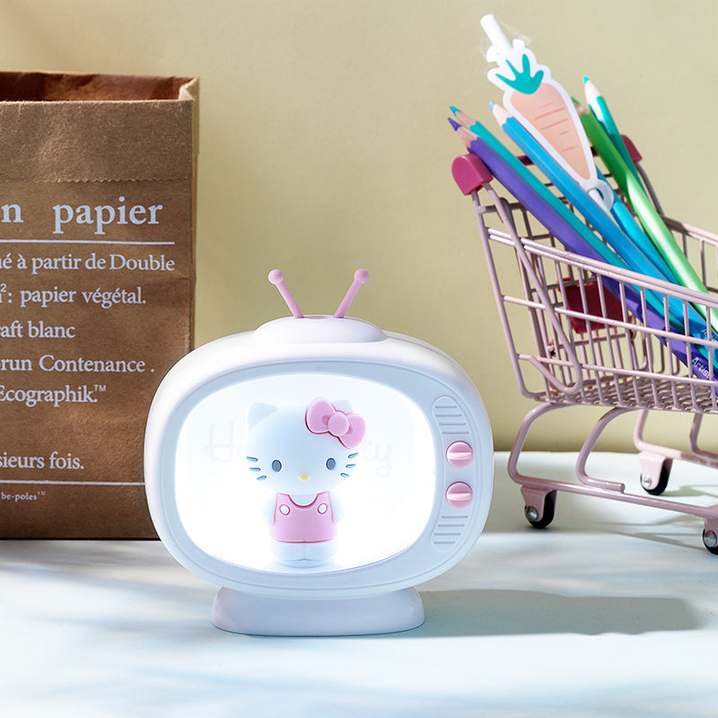 Kawaii Sanrio Accessories Kitty My Melody Cinnamoroll Cute Mini TV Model Bedroom Desktop Night Light Small Gifts For Girls Toys
