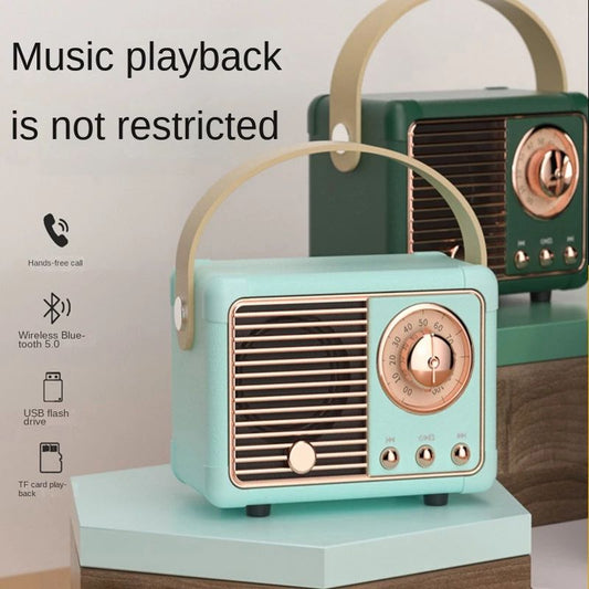 Retro Hifi Stereo Bluetooth V5.0 Speaker Portable Wireless Vintage Speaker Plastic 3W Full-range 50hz-20khz Music Player