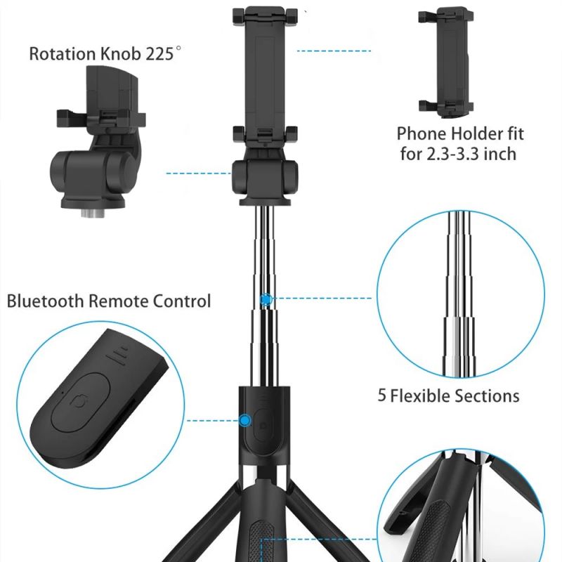 Bluetooth-compatible Selfie Stick Tripod For Phone Monopod Wireless Foldable Handheld Shutter Remote Control Extendable Mini