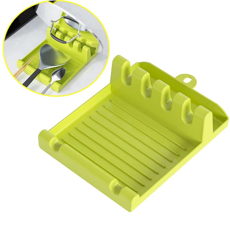 Kitchen Spoon Holders Fork Spatula Rack Shelf Organizer Plastic Spoon Rest Chopsticks Holder Non-slip Spoons Pad Kitchen Utensil